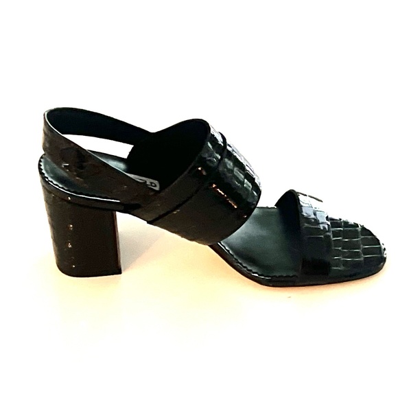 NWOB! KARL LAGERFELD PARIS Jaylynn Croco Leather Block Heel Sandals - BRAND NEW! - Picture 4 of 12